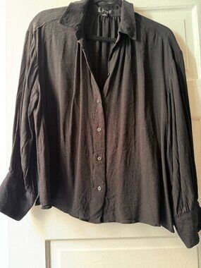 J.Crew Re-Imagined black button front blouse size M
